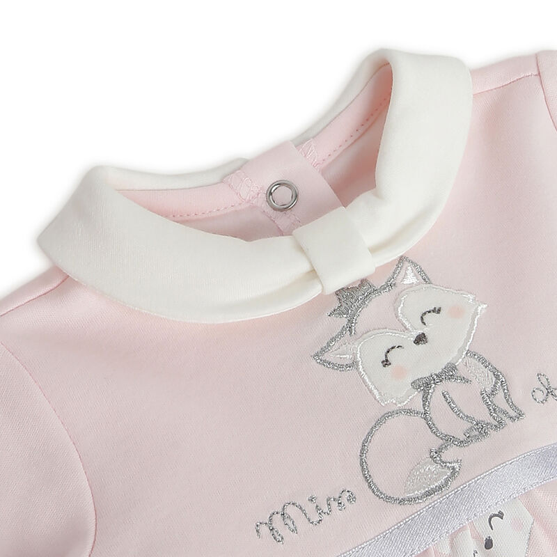 Girls Light Pink Printed Leg Opening Babysuit image number 2